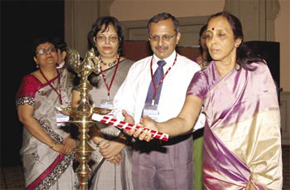 Dr Poongothai Aladi Aruna lighting the ‘kuthu vilakku