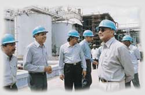 N Sankar, Chairman, Sanmar group, with other senior officials at the plant. 