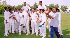 Parida and Badrinath being chaired by their team-mates.