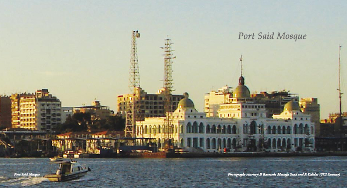Port Said skyline on the rim of the Suez Canal