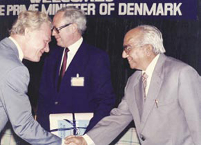 K S Narayanan with the Prime Minister of Denmark HE Poul Schlüter. (17 January 1987)