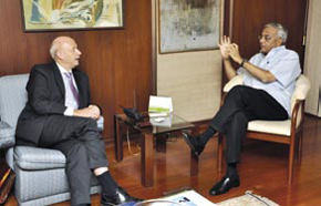N Sankar in conversation with HE Freddy Svane, Danish Ambassador.