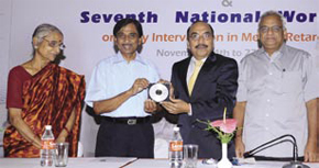 SS Jawahar IAS (second from right) releasing a CD during the inaugural function of MNC. Jaya Krishnaswamy, Prof P Jeyachandran and N Kumar (right) look on.