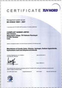 Certificate BS OHSAS 18001:2007