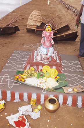 The puja at the beginning of the season (From Chemplast Sanmar archives).