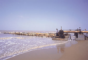 The pumping station at the Point Calimere seaface.