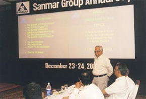 B Natraj unveiling the Sanmar policies on ethics.