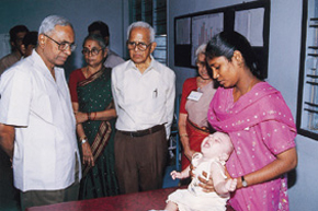 Tamil Nadu Governor P S Ramamohan Rao with Air Vice Marshal V Krishnaswamy (Retd) and one of the children 