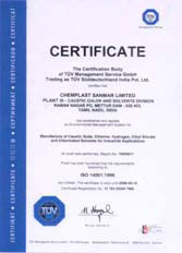Chlorochemicals division
achieves ISO 14001