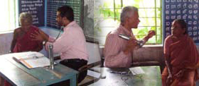 Dr R Kailasam and Dr R Kumar checking visitiors’ health at the camp.