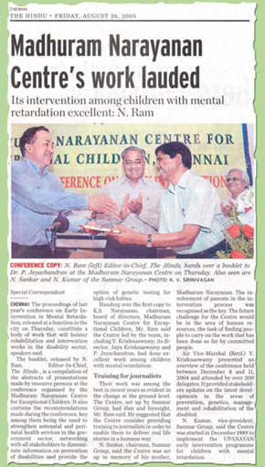 madhuram narayanan centre newspaper article