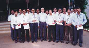 M S Sekhar with the employees